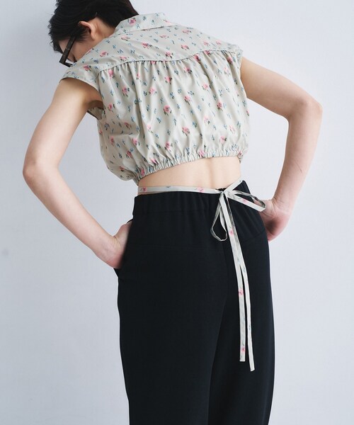 ブラウス シャツ flower Vneck pullover レディースの画像