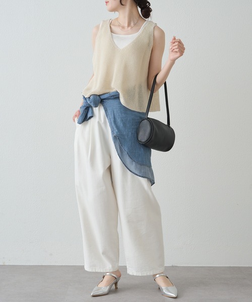 【未使用】Ballsey シャイニーカルゼ ビスチェ ベスト グレー #36 pual ce cin ベスト ジレ 夏 片畦ニットビスチェ レディース