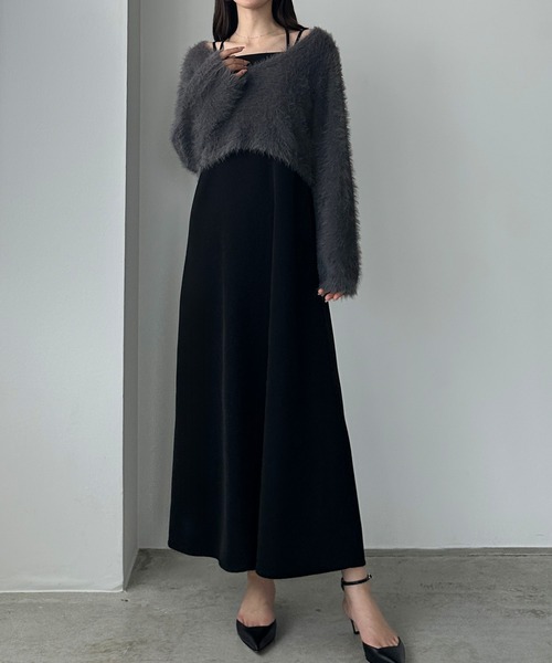 「Louere」 コンビワンピース MEDIUM チャコール レディースの画像