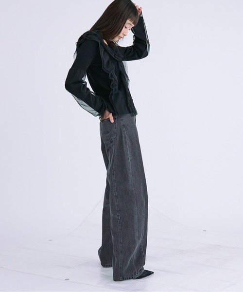 「Ezick」 デニムパンツ MEDIUM グレー レディース_画像2