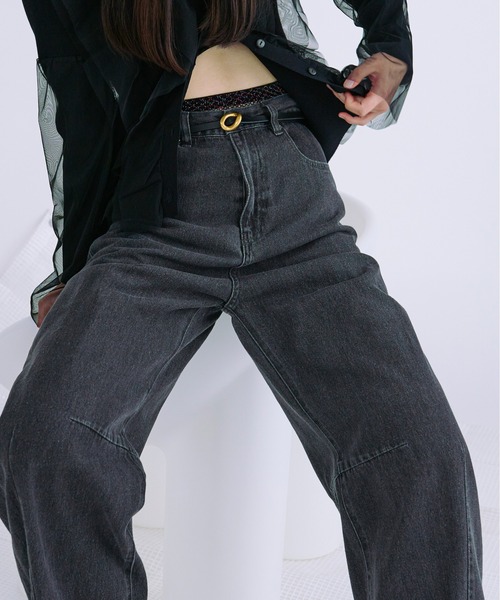 「Ezick」 デニムパンツ MEDIUM グレー レディース_画像8