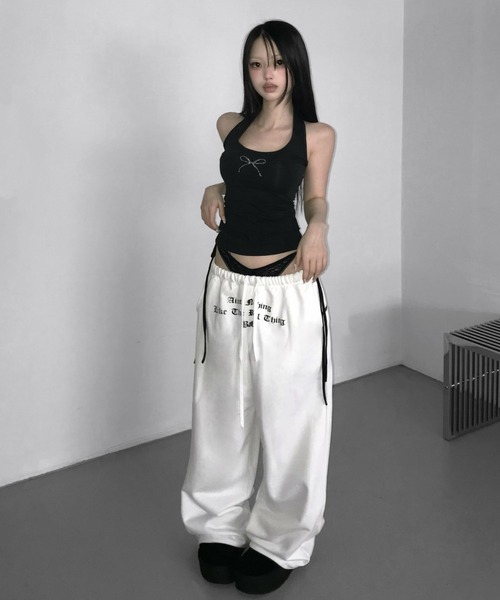 ワイドパンツ スウェットパンツ ジャージ sagging lace wide pt
