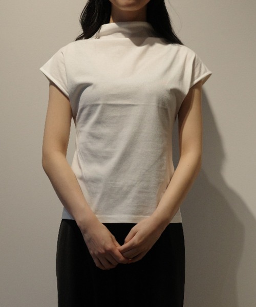 CLANE UP NECK COMPACT TOPS ホワイト CLANE（クラネ） tシャツ CLANE UP NECK COMPACT TOPS レディース