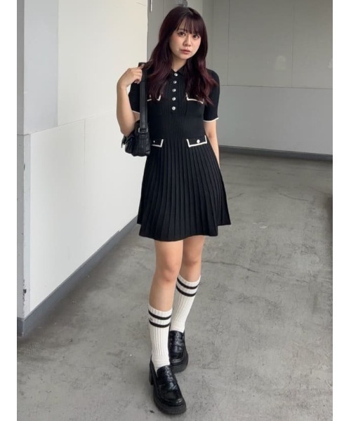SLY（スライ） ワンピース 半袖 COLLARED FRONT PK S/OP カラード