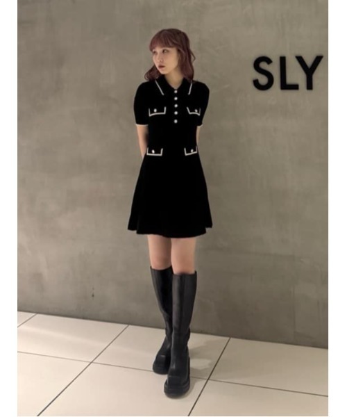 SLY（スライ） ワンピース 半袖 COLLARED FRONT PK S/OP カラード