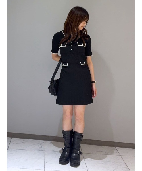 SLY（スライ） ワンピース 半袖 COLLARED FRONT PK S/OP カラード