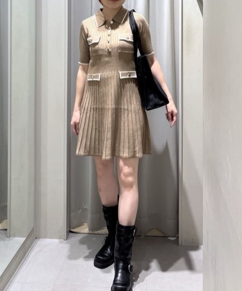 SLY（スライ） ワンピース 半袖 COLLARED FRONT PK S/OP カラード