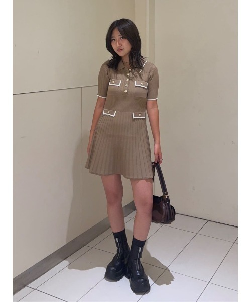SLY（スライ） ワンピース 半袖 COLLARED FRONT PK S/OP カラード
