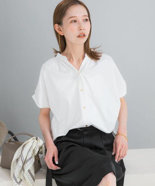 未使用◎ Shower Party LIBERTY 半袖シャツ ブラウス ブラウス シャツ 半袖 「WEB/一部店舗限定」汗染防止デザインボタン