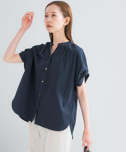 ブラウス シャツ 半袖 「WEB/一部店舗限定」汗染防止デザインボタン