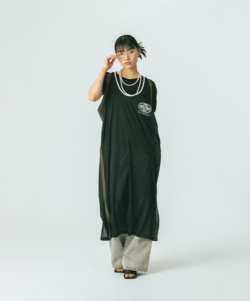 「OKIRAKU」 「ROSE BUD」ノースリーブワンピース ONE SIZE グリーン レディース_画像3