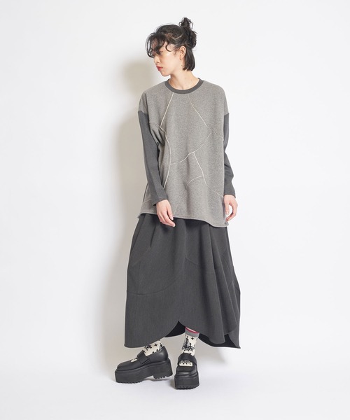 「gomme」 ロングスカート MEDIUM ブラック レディース_画像4