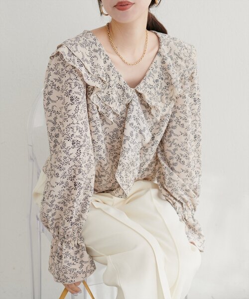 「natural couture」 長袖ブラウス FREE サックスブルー レディース_画像2