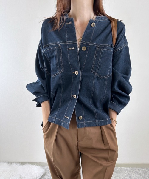 ikka（イッカ） デニムジャケット gジャン メッシュデニムブルゾン 
