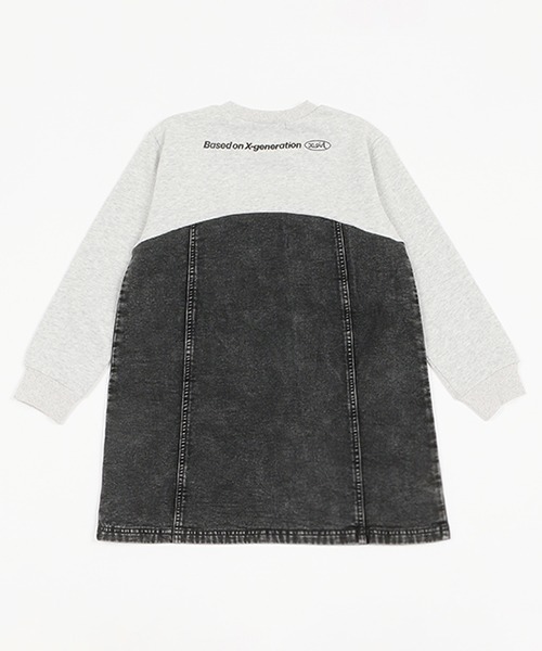 「X-girl Stages」 「KIDS」ドッキングワンピース 130cm ネイビー キッズ_画像3