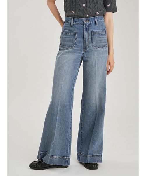 GYDA」 加工デニムパンツ MEDIUM ライトブルー レディース レディース