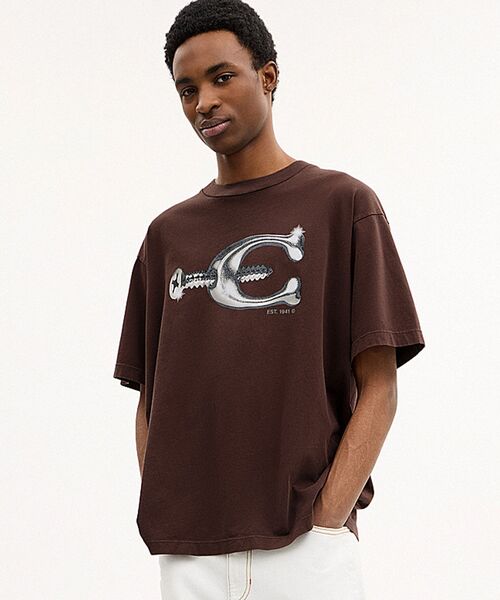COACH（コーチ） 半袖Tシャツ SMALL ブラウン メンズ : ZOZOTOWN Yahoo