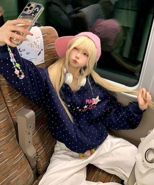ViViDAY パーカー ドット柄ロゴジップパーカー レディース : ZOZOTOWN