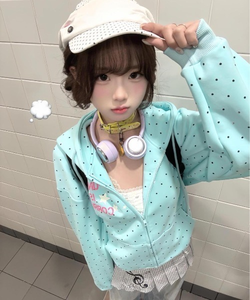 ViViDAY パーカー ドット柄ロゴジップパーカー レディース : ZOZOTOWN