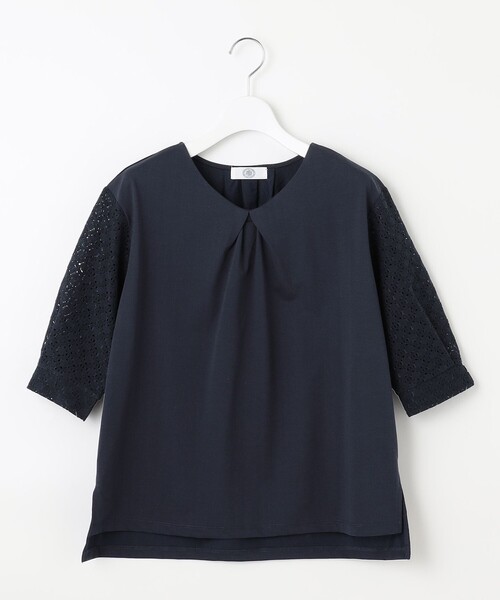 tシャツ 「吸水速乾」レーシーコンビ Vネック カットソー レディース tシャツ 「吸水速乾」レーシーコンビ Vネック カットソー
