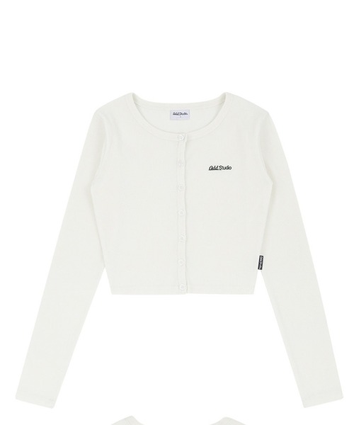カーディガン ODD STUDIO(オッドスタジオ)/Odd Signature Logo button crop cardigan/シグネチャーロゴ ODD STUDIO カーディガン STUDIO(オッドスタジオ)/Odd Signature