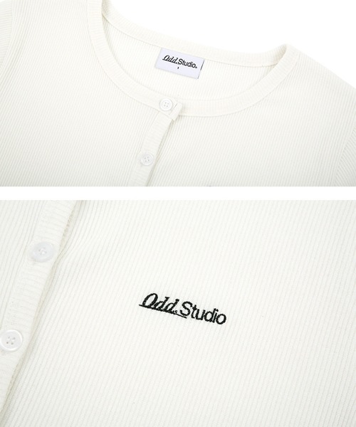 カーディガン ODD STUDIO(オッドスタジオ)/Odd Signature Logo button crop cardigan/シグネチャーロゴ ODD STUDIO カーディガン STUDIO(オッドスタジオ)/Odd Signature