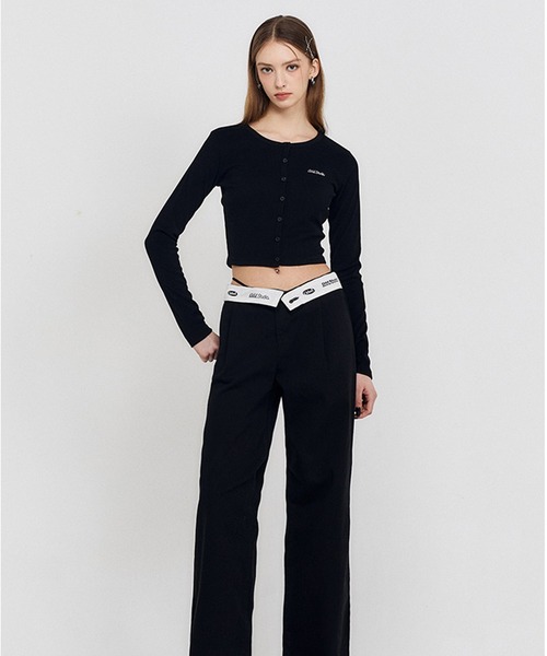 カーディガン ODD STUDIO(オッドスタジオ)/Odd Signature Logo button crop cardigan/シグネチャーロゴ ODD STUDIO カーディガン STUDIO(オッドスタジオ)/Odd Signature