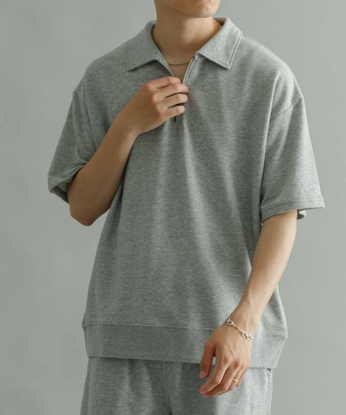 URBAN RESEARCH ポロシャツ ライトフレンチテリーハーフジップ
