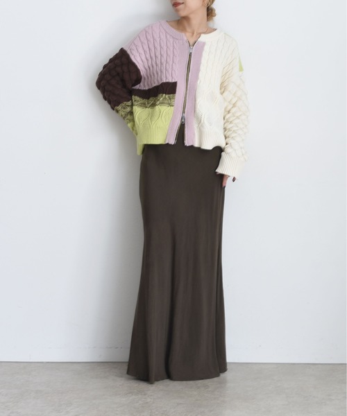 Eimee Law（エイミーロウ） カーディガン MIXケーブルニットZIPカーデ