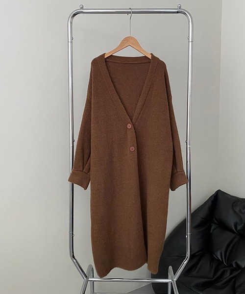 BANICO ノーカラーコート コート 「BANICO」秋冬 起毛長丈ニット