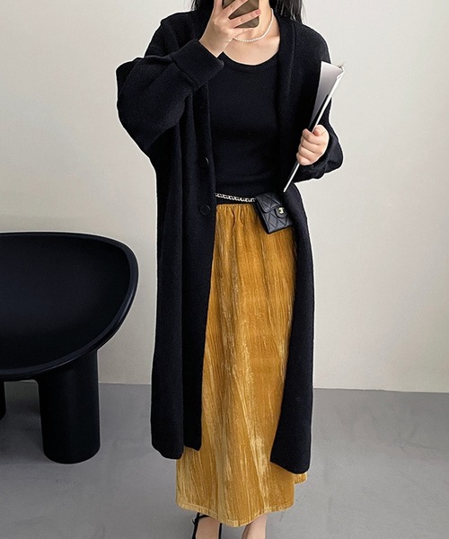 BANICO ノーカラーコート コート 「BANICO」秋冬 起毛長丈ニット