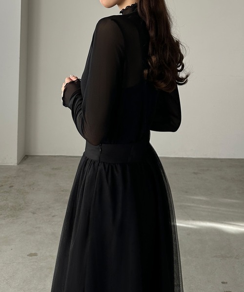 【未使用】Deuxieme Classe シアーハイネックトップス　ブラック 未使用】Deuxieme Classe シアーハイネックトップス ブラック