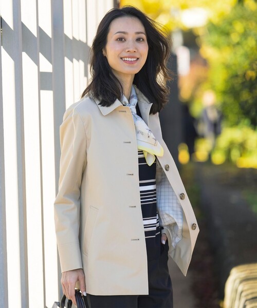 ニット セーター 「洗える」RAYON STRETCH BORDER ボートネック