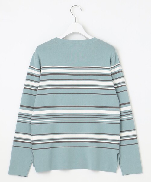 ニット セーター 「洗える」RAYON STRETCH BORDER ボートネック