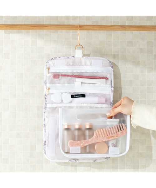大人気商品!!! 【PINK】 ★ハンガー付き ポーチ★ Francfranc 旅行 クラシックフラワー ハンギングポーチ M