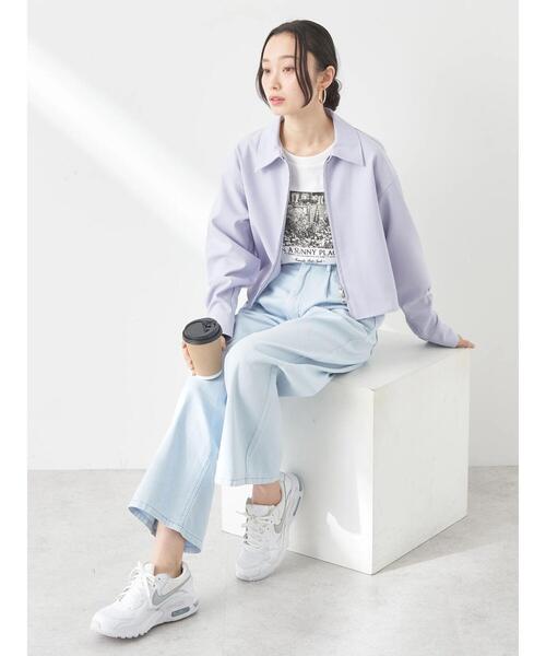 b3805【アースミュージックアンドエコロジー】レディース　シャツ　襟付き　長袖 earth music&ecology ブラウス シャツ ジップショートシャツ