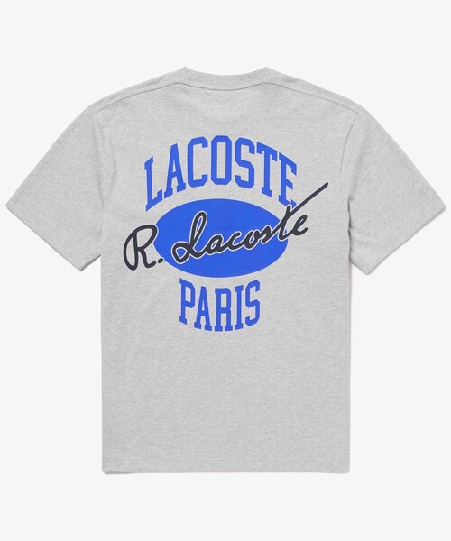 LACOSTE tシャツ フロントボーダーバックプリントTシャツ メンズ