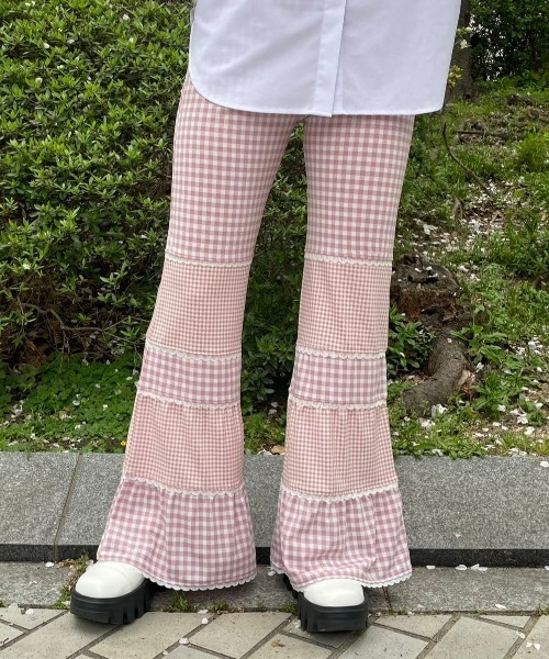 パンツ GINGHAM CHECK FLARE パンツ レディース メンズ : 81882907 