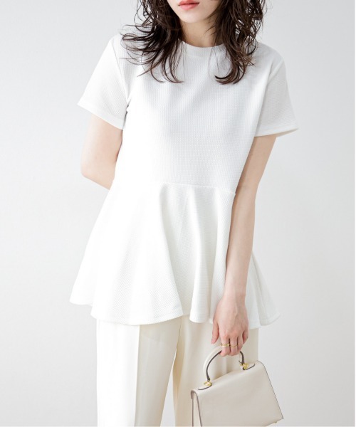 La-gemme ブラウス シャツ エンボスペプラムトップス レディース