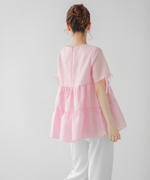 Fit more（フィットモア） ブラウス シャツ シアージャガード袖リボン