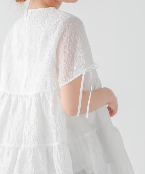 Fit more（フィットモア） ブラウス シャツ シアージャガード袖リボン