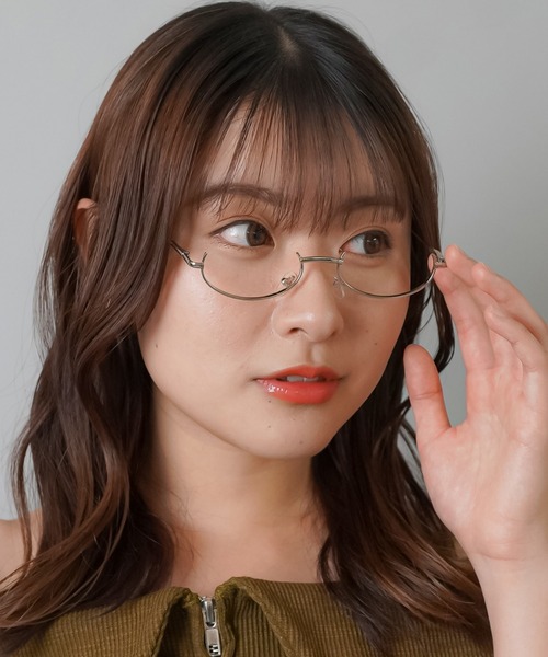 SPINNS 伊達メガネ メガネ 眼鏡 ハーフフレーム伊達メガネ