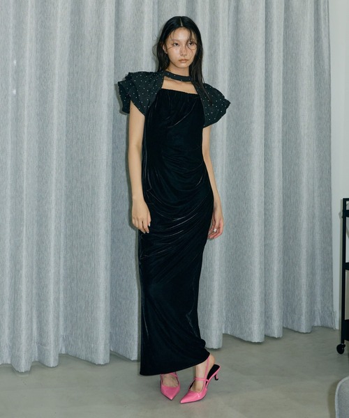 ANDRESD ドレス ドレープベロアドレス / drape velour dress