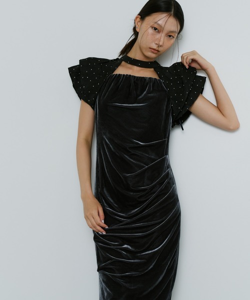 【ANDRESD】drape velour dress[ドレープベロアドレス] ANDRESD ドレス drape velour dress / ドレープベロアドレス