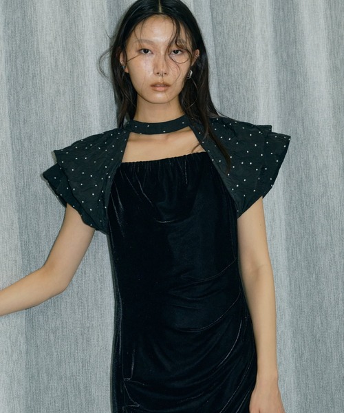 ANDRESD ドレス drape velour dress / ドレープベロアドレス
