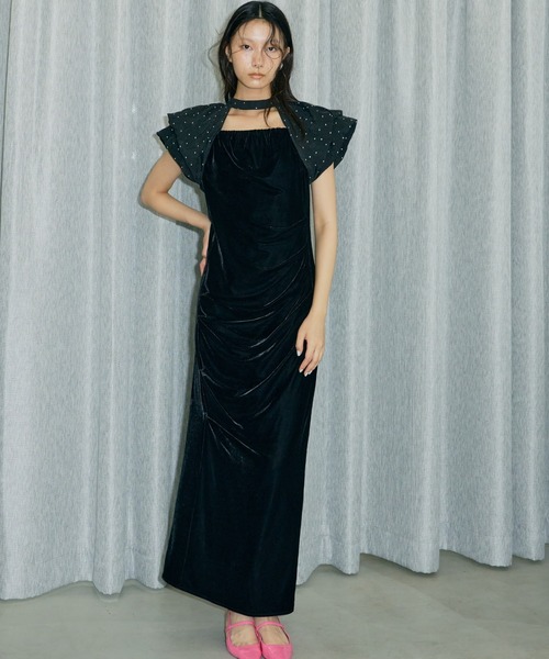 【新品】ANDRESD ドレープベロアドレス ANDRESD ドレス drape velour dress / ドレープベロアドレス