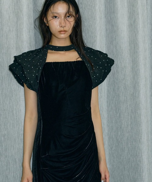 ANDRESD ドレス drape velour dress / ドレープベロアドレス