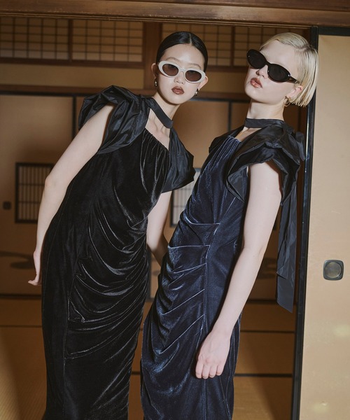 ANDRESD ドレス ドレープベロアドレス / drape velour dress