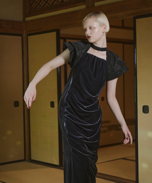 パーティードレス ドレス ドレープベロアドレス / drape velour dress