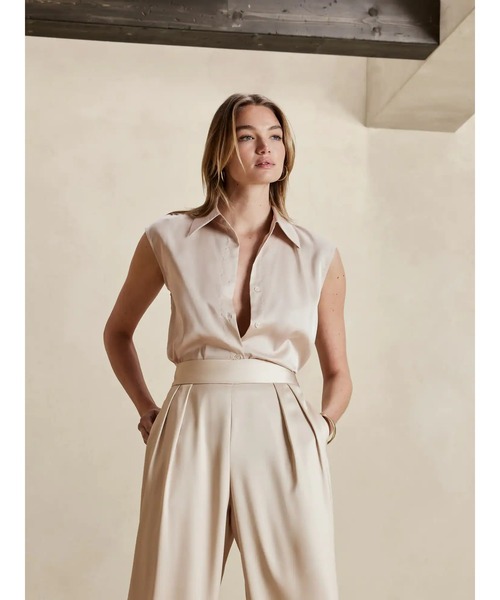 [BANANA REPUBLIC FACTORY STORE] безрукавка S бежевый женский 